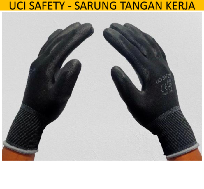 Uci Safety Sarung Tangan Hitam Black Motor Bengkel Otomotif Bagunan