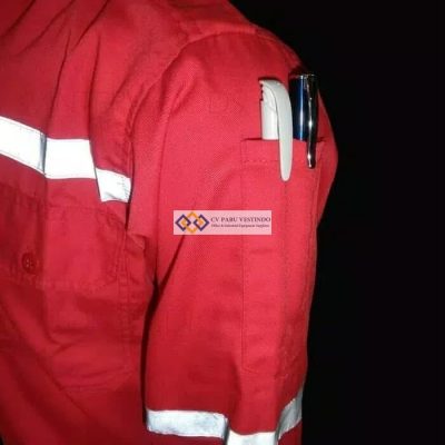 Kemeja Kerja American Drill Dengan Reflective Brand Safe-T - Gambar 2