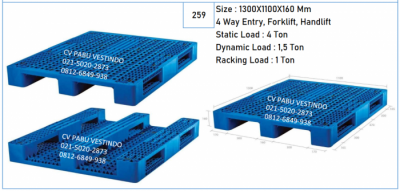 Pallet Plastik NPA-1311 4 Way Entry, Forklift, Handlift