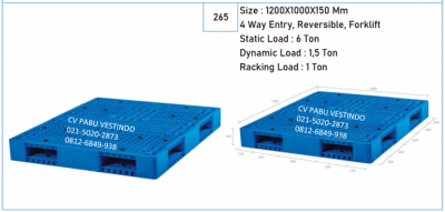 Pallet Plastik NPD-1210 4 Way Entry, Reversible, Forklift