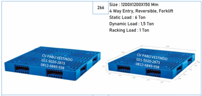 Pallet Plastik NPD-1212 4 Way Entry, Reversible, Forklift