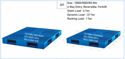 Pallet Plastik NPD-1311 4 Way Entry, Reversible, Forklift