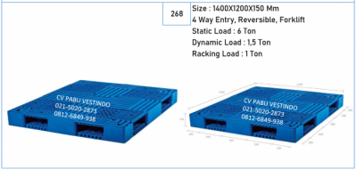 Pallet Plastik NPD-1412 4 Way Entry, Reversible, Forklift
