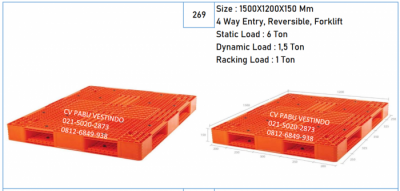 Pallet Plastik NPD-1512 4 Way Entry, Reversible, Forklift