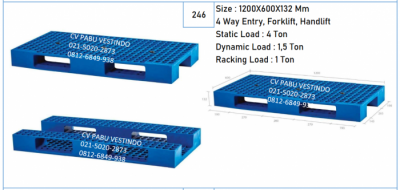 Pallet Plastik NPS-1206 4 Way Entry, Forklift, Handlift
