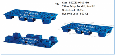 Pallet Plastik P-011 2 Way Entry, Forklift, Handlift