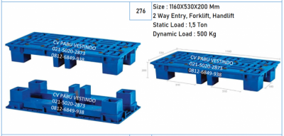 Pallet Plastik P-022 2 Way Entry, Forklift, Handlift