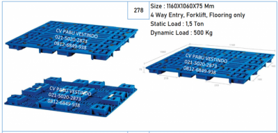 Pallet Plastik P-033 4 Way Entry, Forklift, Flooring only