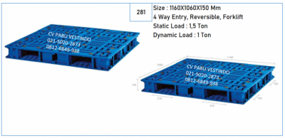 Pallet Plastik P-08 4 Way Entry, Reversible, Forklift