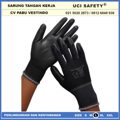 Sarung Tangan Static Multi Purpose Polyurethane Kerja Palmfit Safety Gloves Security Dilapisi Karet Industri Pabrik Uci Safety Motor Bengkel otomotif Bagunan Coating Karet Pengaman kerja Packing - Gambar 3