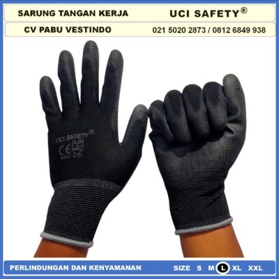 Sarung Tangan Sarung Tangan Safety Kerja Bahan Nylon Packing, Kerja, Elektronik PU Static Statis Multi Purpose Polyester Multitask Sarung Tangan Polyurethane Karet Kerja Uci Safety - Gambar 2