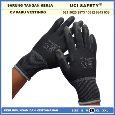 Sarung Tangan Uci Safety Packing PU Static Multi Purpose Coating Karet - Gambar 4