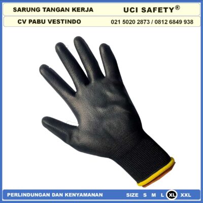 Proyek Tukang Bagunan Uci Safety Hitam Black Dilapisi Karet Berkebun - Gambar 7