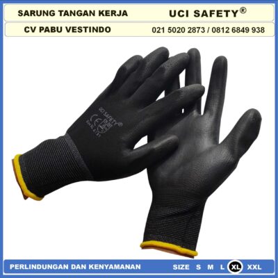 Safety Gloves Motor Hitam Black Anti Slip Security Palmfit Karet Multitask Static Packing Telapak Tangan dilapisi karet Bagunan Montir Mekanik Uci Safety - Gambar 7