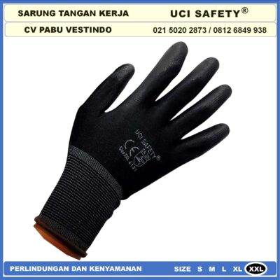 Sarung Tangan Safety Gloves Bagunan Telapak Tangan dilapisi karet Montir Statis Kerja Palmfit Hand Gloves Packing Polyurethane - Gambar 4