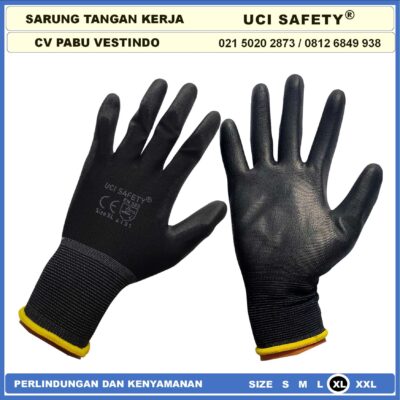 Sarung Tangan Anti Slip Hand Gloves Berkebun Coating Karet Dilapisi Karet Motor, Mekanik, Bengkel, Montir, otomotif Hitam Black Pengaman kerja Packing, Kerja, Elektronik Statis Kerja Safety Gloves Proyek Security Satpam Kerja Sarung Tangan Safety Kerja - Gambar 6