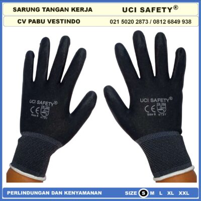 Uci Safety Hand Gloves Sarung Tangan PU Karet Industri Pabrik Kerja - Gambar 5