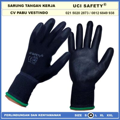 Safety Gloves Sarung Tangan Statis PU Bahan Nylon Polyester Coating Karet Berkebun Bengkel Hand Gloves Industri Pabrik Satpam Ukuran S,M, L, XL Kerja Polyurethane Multi Purpose - Gambar 2