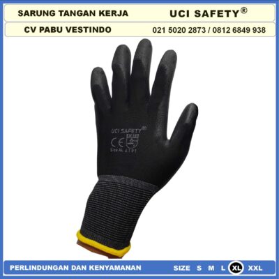 Safety Gloves Elektronik Assembly Pengaman kerja Coating Karet Berkebun Bengkel Hand Gloves Industri Pabrik Satpam Ukuran S,M, L, XL Kerja Sarung Tangan Statis PU Bahan Nylon Polyester - Gambar 7