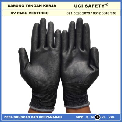 Sarung Tangan Uci Safety Elektronik Assembly Static Multi Purpose Polyurethane Kerja Palmfit Safety Gloves Security Dilapisi Karet Industri Pabrik Hand Gloves Mekanik Montir Berkebun Tukang Bagunan Pengaman kerja - Gambar 6