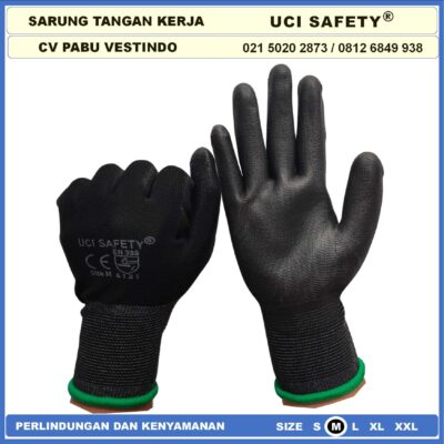 Sarung Tangan Uci Safety Mekanik Satpam Palmfit Multitask Karet PU - Gambar 3