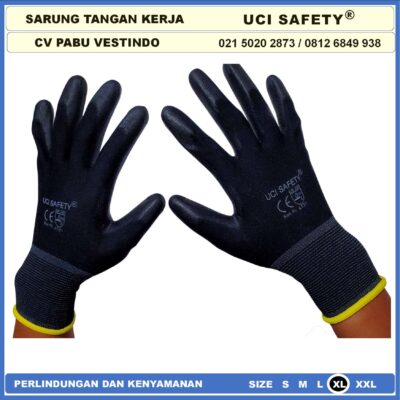 Safety Gloves Montir Motor Uci Safety Anti Slip Security Palmfit Karet Multitask Static Packing Telapak Tangan dilapisi karet Bagunan otomotif Mekanik - Gambar 3