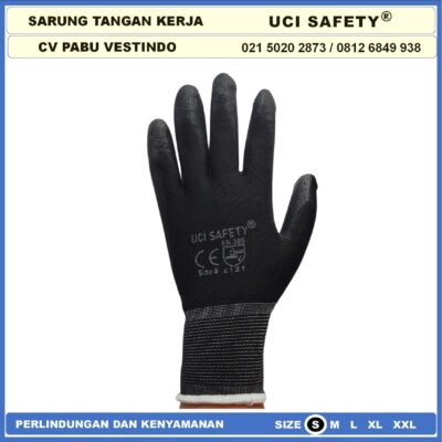 Safety Gloves Bahan Nylon Statis Polyester Sarung Tangan Sarung Tangan Safety Kerja Multi Purpose PU Karet Palmfit Dilapisi Karet Motor, Mekanik, Bengkel, Montir, otomotif Telapak Tangan dilapisi karet Pengaman kerja Uci Safety Kerja - Gambar 4