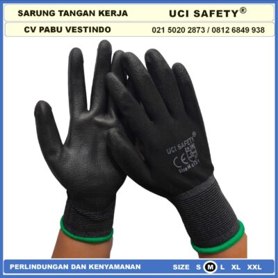 Sarung Tangan Uci Safety Dilapisi Karet Industri Pabrik Hand Gloves Mekanik Montir Berkebun Tukang Telapak Tangan dilapisi karet Bahan Nylon Polyester Elektronik Assembly Static Multi Purpose Polyurethane Kerja Palmfit Palm Fit Proyek - Gambar 8