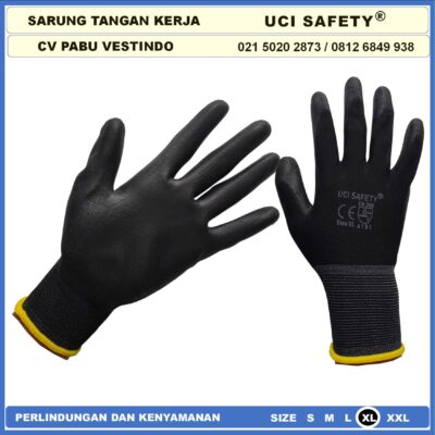 Sarung Tangan Uci Safety Montir Berkebun Tukang Telapak Tangan dilapisi karet Bahan Nylon Polyester Elektronik Assembly Static Multi Purpose Polyurethane Kerja Palmfit Safety Gloves Security Dilapisi Karet Industri Pabrik Anti Slip Motor - Gambar 2