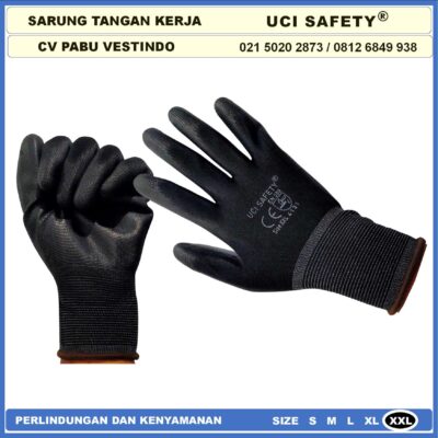 Sarung Tangan Uci Safety Montir Berkebun Tukang Telapak Tangan dilapisi karet Bahan Nylon Polyester Elektronik Assembly Static Multi Purpose Polyurethane Kerja Palmfit Safety Gloves Security Dilapisi Karet Industri Pabrik Anti Slip Motor - Gambar 3