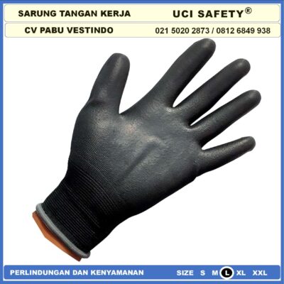 Sarung Tangan Uci Safety Montir Berkebun Tukang Telapak Tangan dilapisi karet Bahan Nylon Polyester Elektronik Assembly Static Multi Purpose Polyurethane Kerja Palmfit Safety Gloves Security Dilapisi Karet Industri Pabrik Anti Slip Motor - Gambar 8