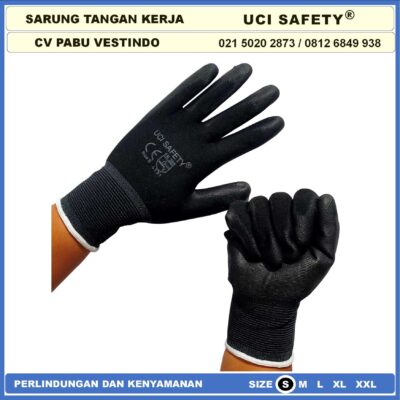 Sarung Tangan Hand Gloves Motor, Mekanik, Bengkel, Montir, otomotif Berkebun Proyek Bagunan Tukang Coating Karet Telapak Tangan dilapisi karet Pengaman kerja Sarung Tangan Safety Kerja Bahan Nylon Packing, Kerja, Elektronik PU Static Karet Uci Safety - Gambar 2