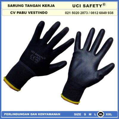 Polyurethane Uci Safety Sarung Tangan Palmfit Proyek Tukang Bagunan - Gambar 5