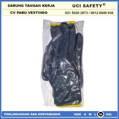 Sarung Tangan Bagunan Hitam Black Safety Gloves Karet Uci Safety - Gambar 2