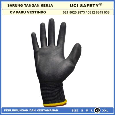 Sarung Tangan Tukang Telapak Tangan dilapisi karet Bahan Nylon Polyester Elektronik Assembly Static Multi Purpose Polyurethane Kerja Palmfit Safety Gloves Security Dilapisi Karet Industri Pabrik Uci Safety Motor Bengkel otomotif - Gambar 2