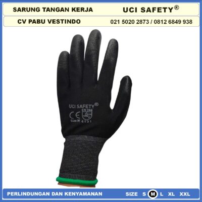 Sarung Tangan Uci Safety Hand Gloves Motor, Mekanik, Bengkel, Montir, otomotif Berkebun Proyek Bagunan Tukang Coating Karet Telapak Tangan dilapisi karet Pengaman kerja Sarung Tangan Safety Kerja Bahan Nylon Packing, Kerja, Elektronik PU Static - Gambar 6