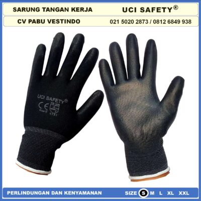 Uci Safety Karet Telapak Tangan dilapisi karet Bahan Nylon Polyester - Gambar 7