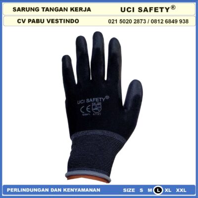 Safety Gloves Coating Karet Bahan Nylon PU Statis Proyek Bagunan Tukang Packing, Kerja, Elektronik Pengaman kerja Polyester Polyurethane Palmfit Industri Pabrik Motor, Mekanik, Bengkel, Montir, otomotif Berkebun Dilapisi Karet Multitask - Gambar 7