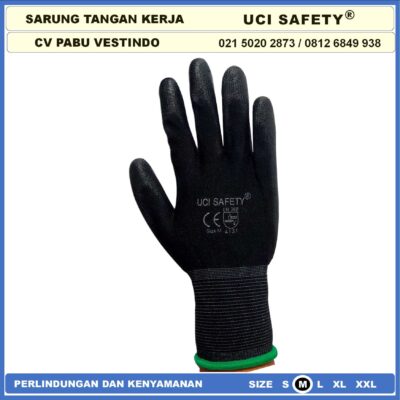 Safety Gloves Multi Purpose Polyurethane Kerja Palmfit Statis Karet Multitask Hitam Black Anti Slip Hand Gloves Pengaman kerja PU Static Coating Karet Proyek Security Satpam Kerja - Gambar 5