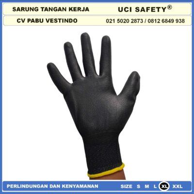 Sarung Tangan Static Statis Multi Purpose Polyester Multitask Sarung Tangan Polyurethane Karet Kerja Palm Fit Palmfit Size Ukuran S,M, L, XL Safety Gloves Uci Safety - Gambar 6