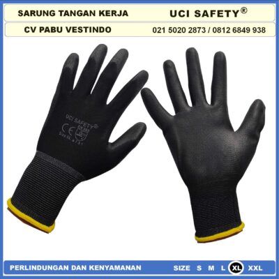 Safety Gloves Dilapisi Karet Proyek Palmfit Karet Multitask Static Packing Telapak Tangan dilapisi karet Bagunan Montir Motor Hitam Black Anti Slip Security - Gambar 5