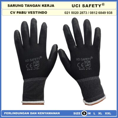 Uci Safety Hand Gloves Sarung Tangan PU Karet Industri Pabrik Kerja - Gambar 3