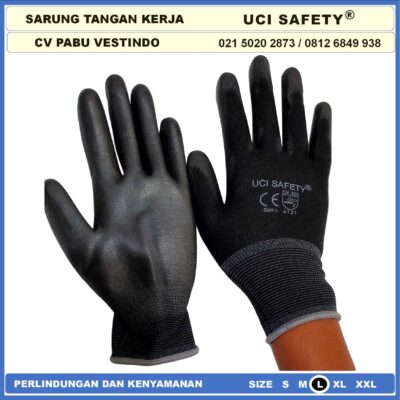 Safety Gloves Elektronik Assembly Pengaman kerja Coating Karet Berkebun Bengkel Hand Gloves Industri Pabrik Satpam Ukuran S,M, L, XL Kerja Sarung Tangan Statis PU Bahan Nylon Polyester - Gambar 8