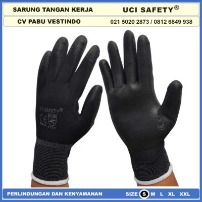 Uci Safety Hand Gloves Sarung Tangan PU Karet Industri Pabrik Kerja - Gambar 4