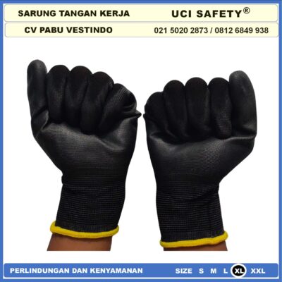 Safety Gloves Multi Purpose Polyurethane Kerja Palmfit Statis Karet Multitask Hitam Black Anti Slip Hand Gloves Pengaman kerja PU Static Coating Karet Proyek Security Satpam Kerja - Gambar 7