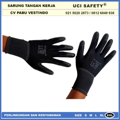 Uci Safety Karet Telapak Tangan dilapisi karet Bahan Nylon Polyester - Gambar 8