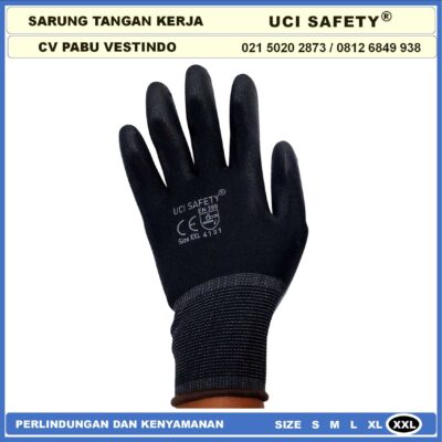 Sarung Tangan Tukang Telapak Tangan dilapisi karet Bahan Nylon Polyester Elektronik Assembly Static Multi Purpose Polyurethane Kerja Palmfit Safety Gloves Security Dilapisi Karet Industri Pabrik Uci Safety Motor Bengkel otomotif - Gambar 7