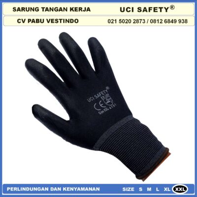 Safety Gloves Elektronik Assembly Pengaman kerja Coating Karet Berkebun Bengkel Hand Gloves Industri Pabrik Satpam Ukuran S,M, L, XL Kerja Sarung Tangan Statis PU Bahan Nylon Polyester - Gambar 6