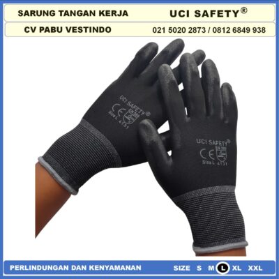 Sarung Tangan Tukang Palm Fit Uci Safety Kerja Motor Berkebun Telapak Tangan dilapisi karet Multi Purpose Anti Slip Bengkel - Gambar 5