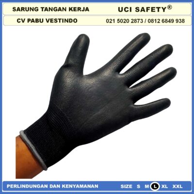 Uci Safety Karet Telapak Tangan dilapisi karet Bahan Nylon Polyester - Gambar 6